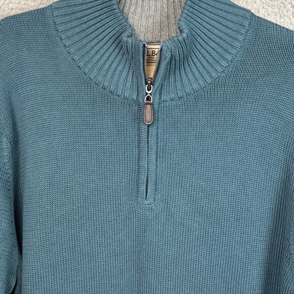 L.L. Bean Men's Quarter Zip Sweater Teal Green Size L Gorpcore Outdoor Cabincore - Picture 4 of 10